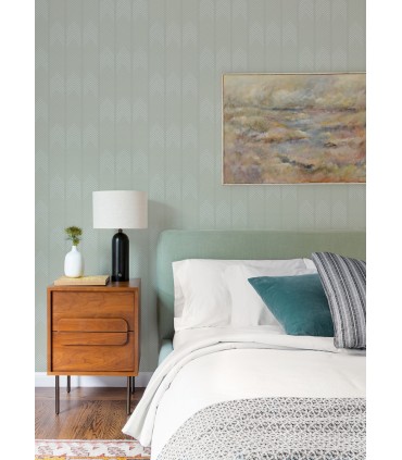 4066-26527 - Nyle Light Green Chevron Stripes Wallpaper by A Street