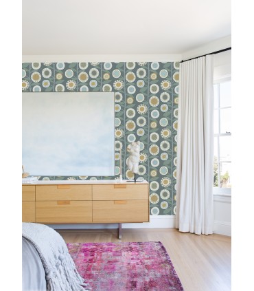 4066-26553 - Sisu Grey Floral Geometric Wallpaper by A Street