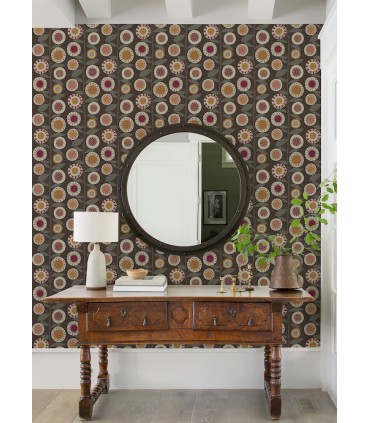 4066-26552 - Sisu Rasberry Floral Geometric Wallpaper by A Street
