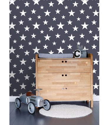 4060-138933 - Amira Navy Stars Wallpaper by Chesapeake