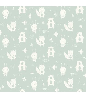 4060-91304 - Bitsy Mint Woodland Wallpaper by Chesapeake