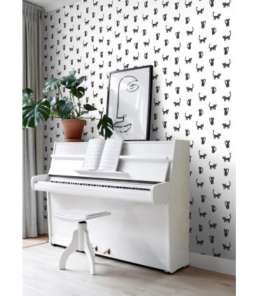 4060-138928 - Delia Black Kitty Wallpaper by Chesapeake