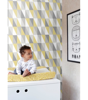 4060-138921 - Inez Mustard Geometric Wallpaper by Chesapeake