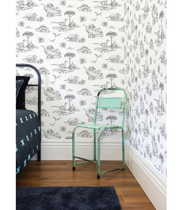 4060-139269 - Isolde Charcoal Dinosaurs Wallpaper by Chesapeake