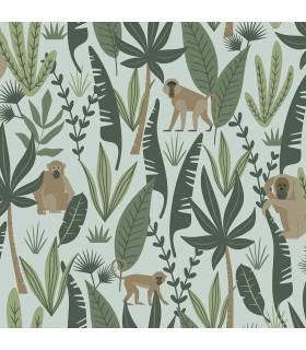 4060-139073 - Kiki Green Monkeys Wallpaper by Chesapeake