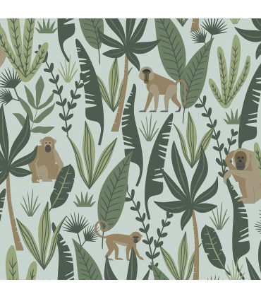 4060-139073 - Kiki Green Monkeys Wallpaper by Chesapeake