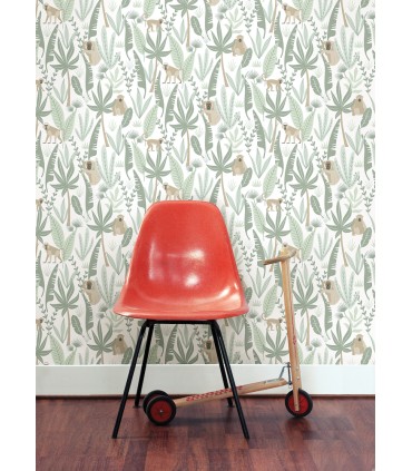 4060-139071 - Kiki Light Green Monkeys Wallpaper by Chesapeake
