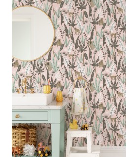 4060-139072 - Kiki Pink Monkeys Wallpaper by Chesapeake