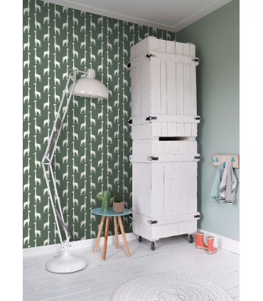 4060-139060 - Vivi Green Giraffe Wallpaper by Chesapeake