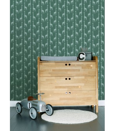 4060-139061 - Vivi Teal Giraffe Wallpaper by Chesapeake