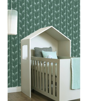 4060-139061 - Vivi Teal Giraffe Wallpaper by Chesapeake