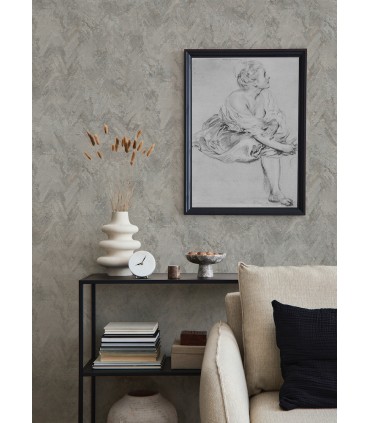 4105-86612 - Amesemi Grey Distressed Herringbone Wallpaper by A Street