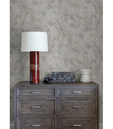 4105-86612 - Amesemi Grey Distressed Herringbone Wallpaper by A Street