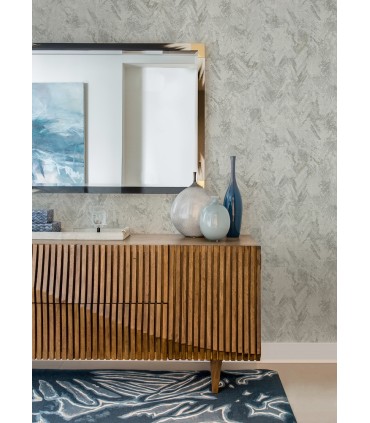 4105-86610 - Amesemi Light Grey Distressed Herringbone Wallpaper by A Street