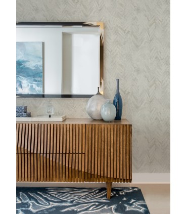 4105-86614 - Amesemi Off White Distressed Herringbone Wallpaper by A Street