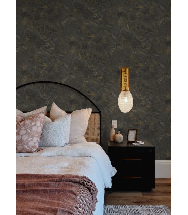 4105-86619 - Meness Black Metallic Marbling Wallpaper by A Street