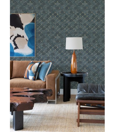 4105-86607 - Pilak Blue Ogee Tile Wallpaper by A Street