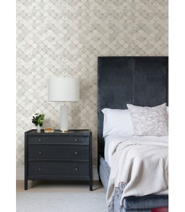 4105-86608 - Pilak Silver Ogee Tile Wallpaper by A Street