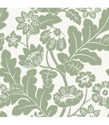 4074-87375 - Augusta Seafoam Flock Damask Wallpaper by A Street