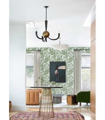 4074-87375 - Augusta Seafoam Flock Damask Wallpaper by A Street