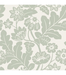 4074-87378 - Augusta Silver Flock Damask Wallpaper by A Street