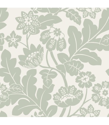 4074-87378 - Augusta Silver Flock Damask Wallpaper by A Street