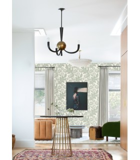 4074-87378 - Augusta Silver Flock Damask Wallpaper by A Street