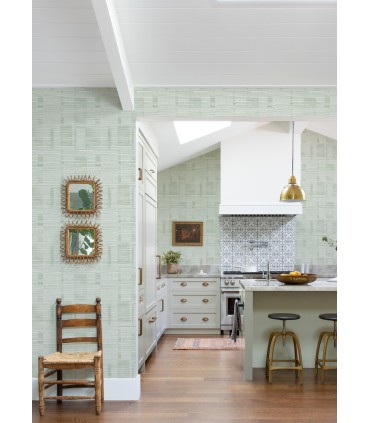 4074-26621 - Callaway Green Woven Stripes Wallpaper by A Street