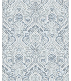 4074-26611 - Fernback Blue Ornate Botanical Wallpaper by A Street