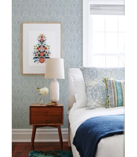 4074-26611 - Fernback Blue Ornate Botanical Wallpaper by A Street