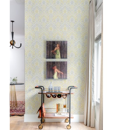 4074-26615 - Fernback Yellow Ornate Botanical Wallpaper by A Street