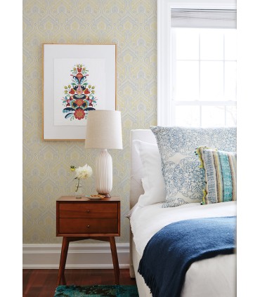 4074-26615 - Fernback Yellow Ornate Botanical Wallpaper by A Street