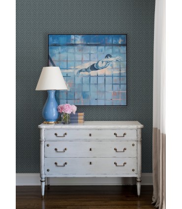 4074-26654 - Glynn Teal Chevron Wallpaper by A Street