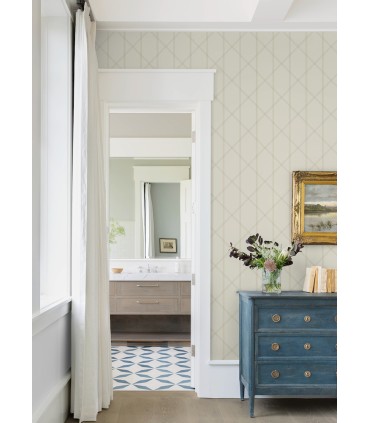 4074-26608 - Walcott Cream Stitched Trellis Wallpaper by A Street