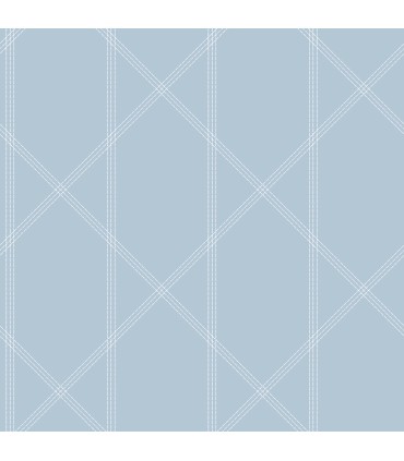 4074-26607 - Walcott Light Blue Stitched Trellis Wallpaper by A Street