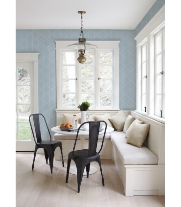 4074-26607 - Walcott Light Blue Stitched Trellis Wallpaper by A Street