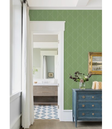 4074-26605 - Walcott Light Green Stitched Trellis Wallpaper by A Street