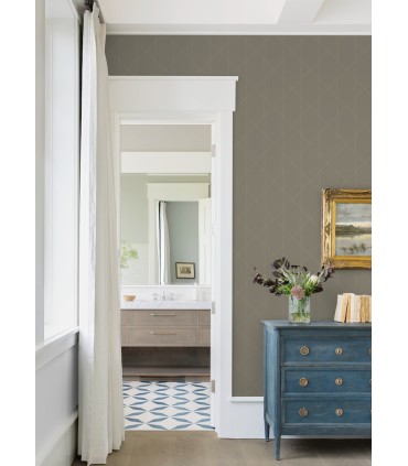 4074-26609 - Walcott Light Grey Stitched Trellis Wallpaper by A Street