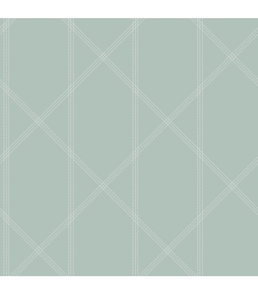 4074-26606 - Walcott Seafoam Stitched Trellis Wallpaper by A Street