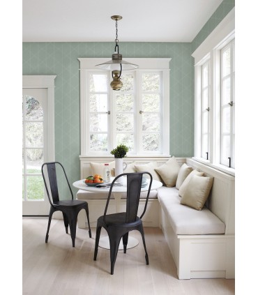 4074-26606 - Walcott Seafoam Stitched Trellis Wallpaper by A Street