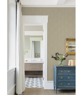 4074-26610 - Walcott Taupe Stitched Trellis Wallpaper by A Street