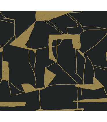 MD7115 - Black & Gold Abstract Geo Wallpaper- Modern Metals 2