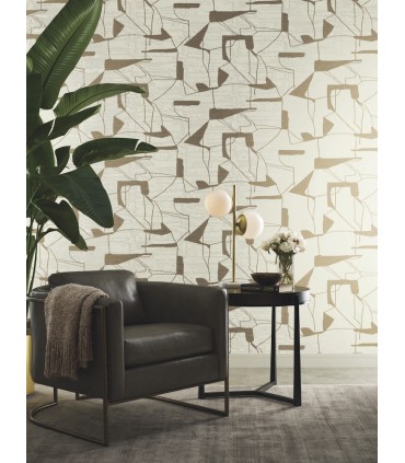 MD7113 - Cream & Gold Abstract Geo Wallpaper- Modern Metals 2