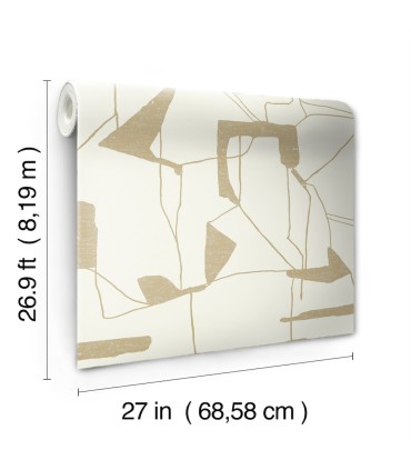 MD7113 - Cream & Gold Abstract Geo Wallpaper- Modern Metals 2