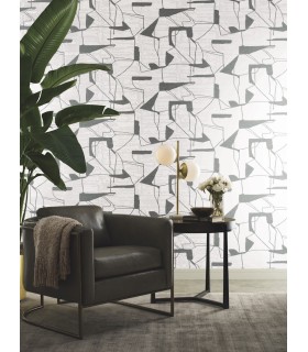 MD7114 - White and Silver Abstract Geo Wallpaper- Modern Metals 2