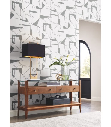 MD7114 - White and Silver Abstract Geo Wallpaper- Modern Metals 2