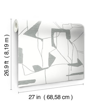 MD7114 - White and Silver Abstract Geo Wallpaper- Modern Metals 2