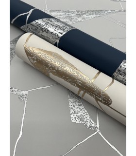 MD7111 - Fog and Silver Abstract Geo Wallpaper- Modern Metals 2