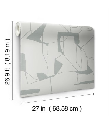MD7111 - Fog and Silver Abstract Geo Wallpaper- Modern Metals 2