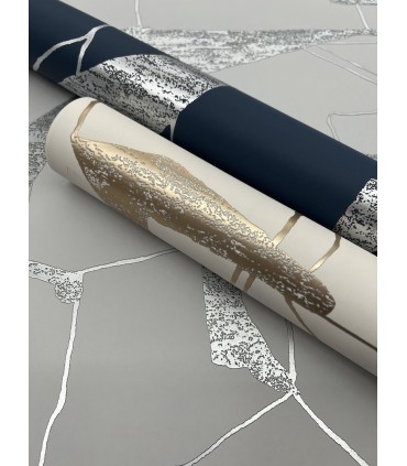 MD7112 - Navy and Silver Abstract Geo Wallpaper- Modern Metals 2